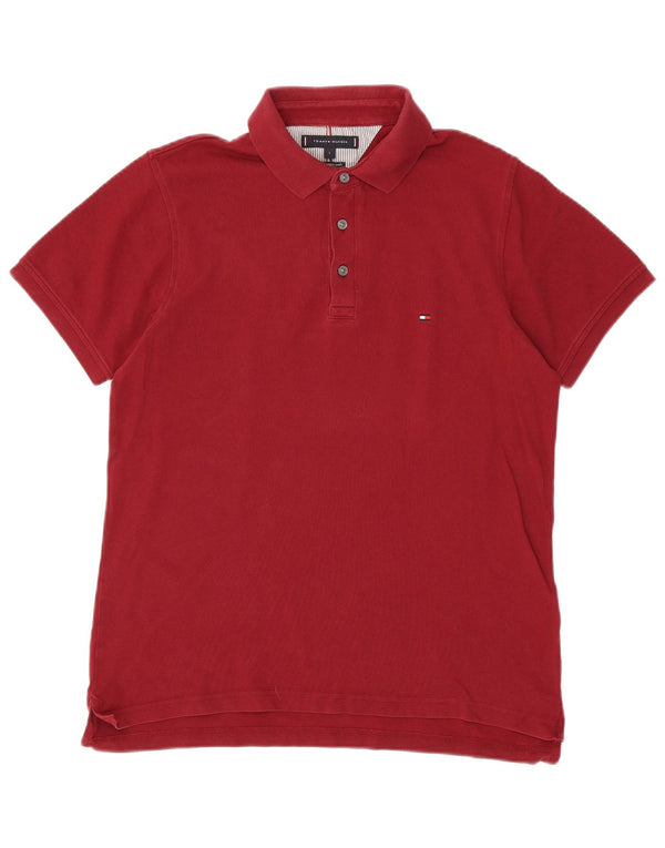 Polo slim fit da uomo Tommy Hilfiger grande rossa in cotone