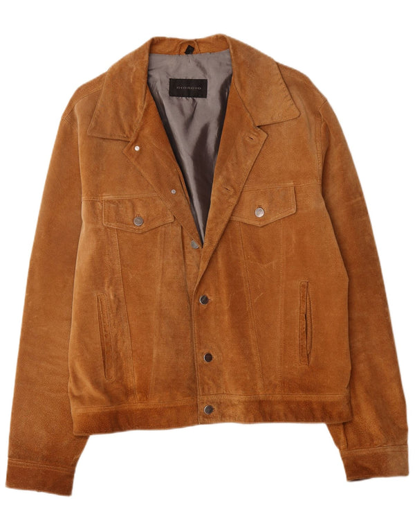 Giacca vintage in pelle scamosciata da uomo UK 42 XL in pelle marrone