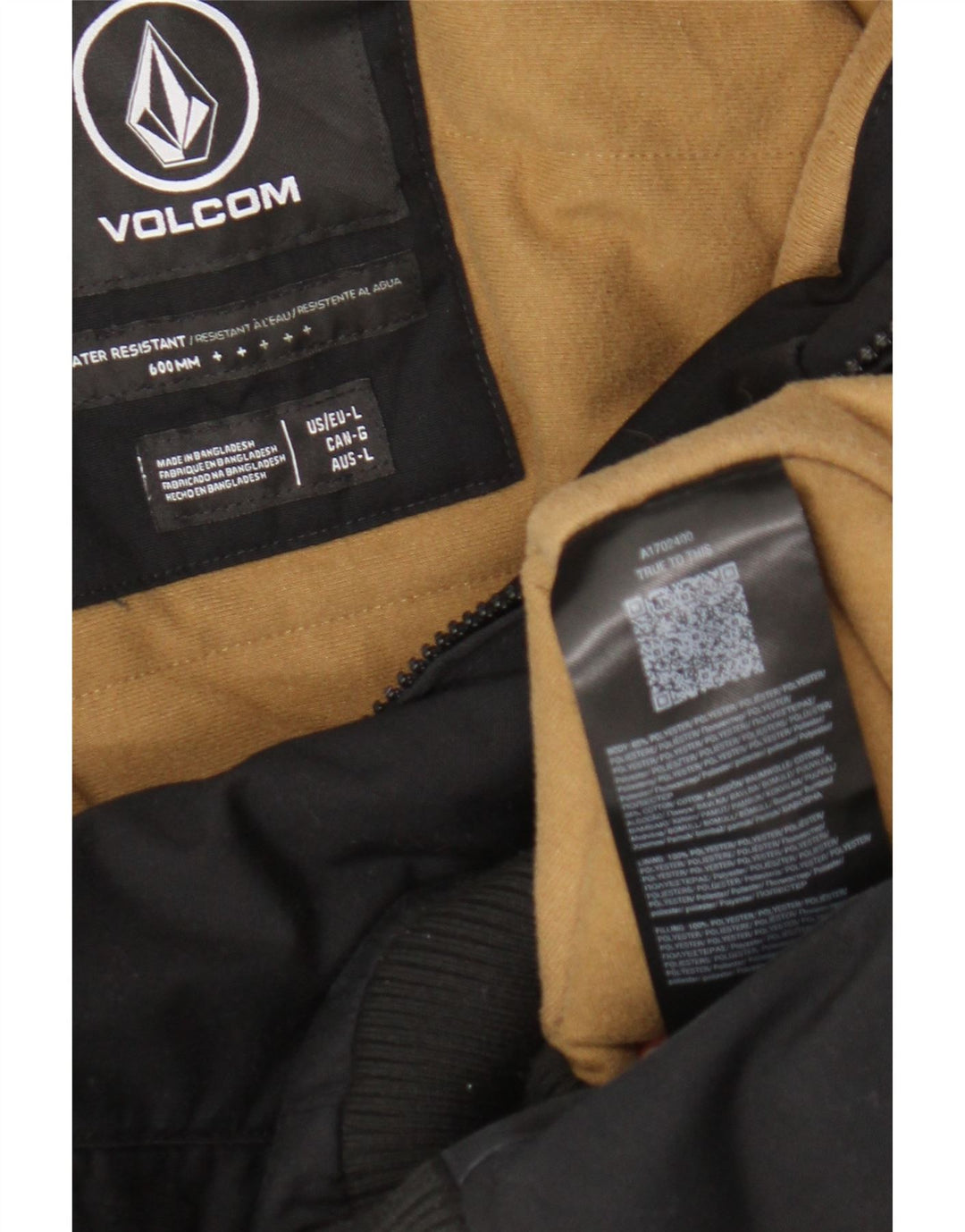 Giubbotto bomber con cappuccio da uomo Volcom UK 40 grande poliestere nero