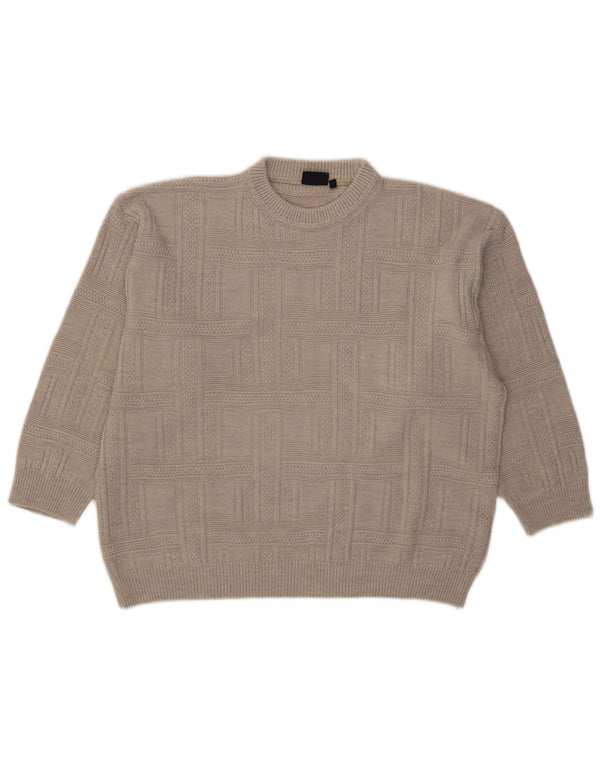 Nick Taylor Mens Crew Neck Jumper Sweater XL Grey Acrylic