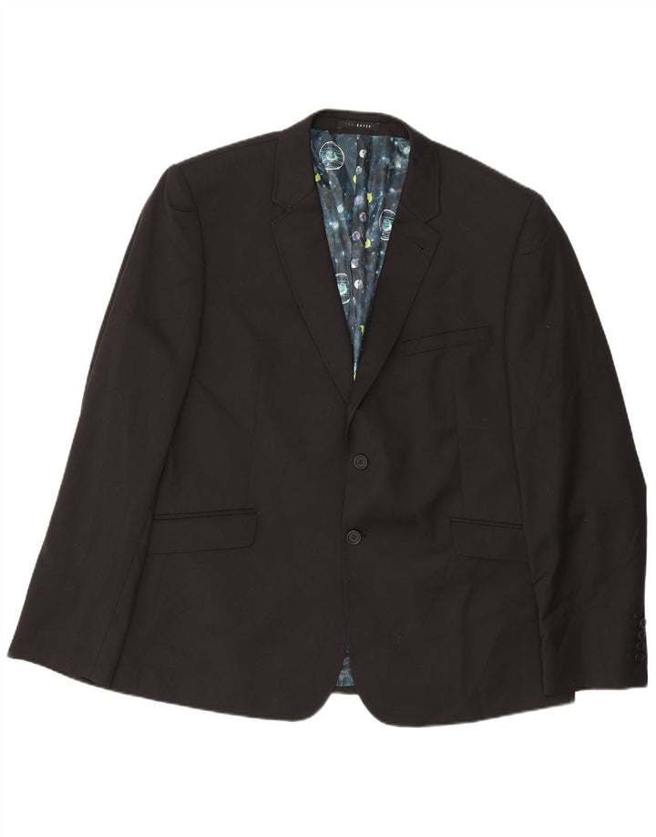 Giacca blazer da uomo a 2 bottoni Ted Baker US 46 3XL lana nera