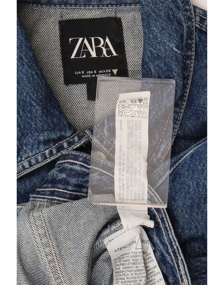 Giacca corta in denim da donna Zara UK 10 piccola in cotone blu