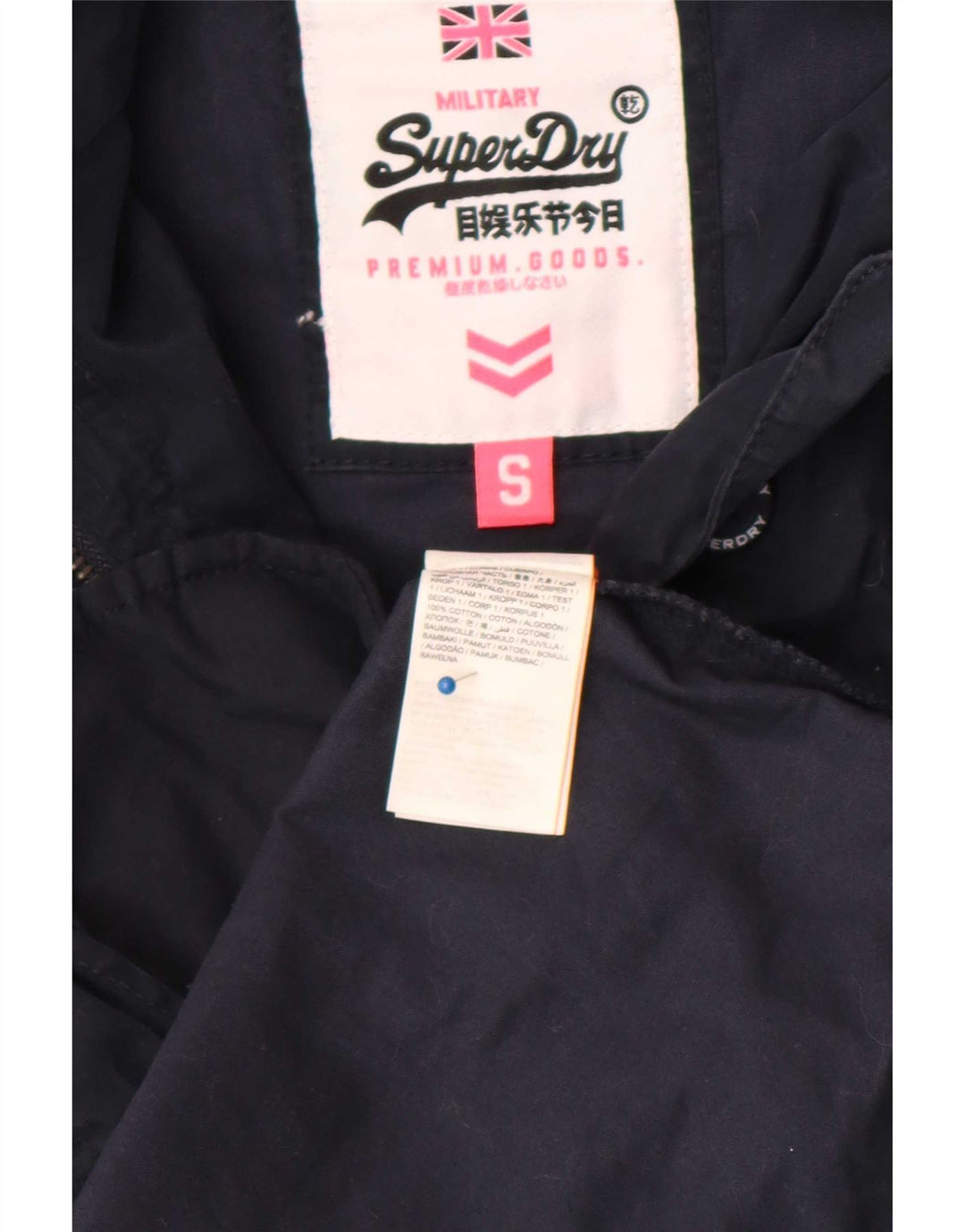 Giacca Parka da donna con cappuccio Superdry UK 10 Small Blu Navy Cotone