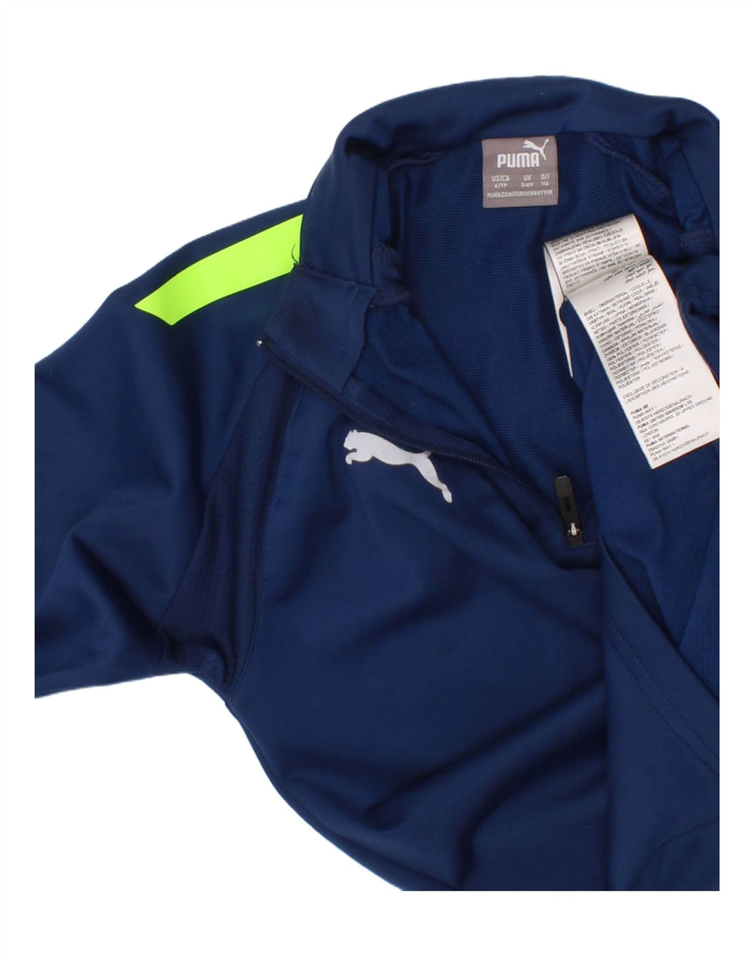 Top della tuta da ginnastica Puma da bambino con zip e collo, 5-6 anni, blu