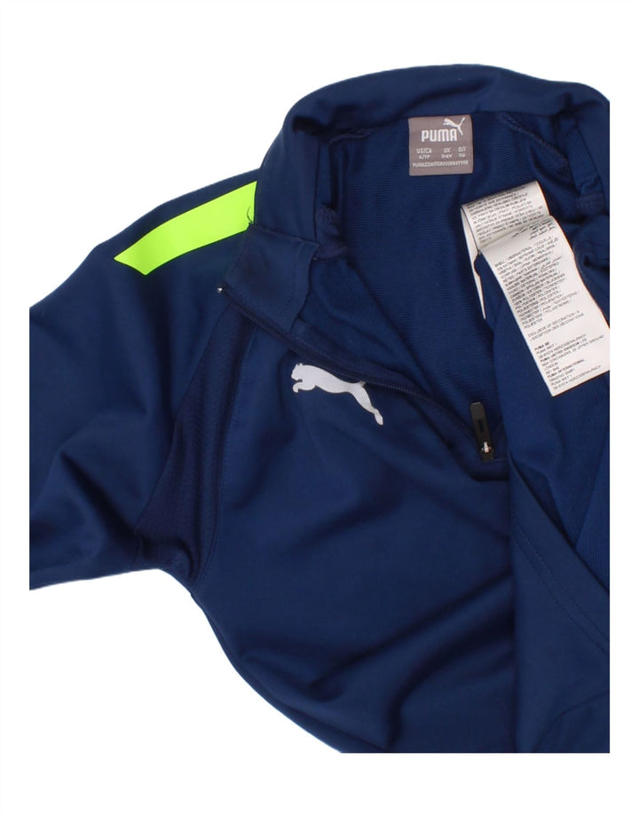 Top della tuta da ginnastica Puma da bambino con zip e collo, 5-6 anni, blu