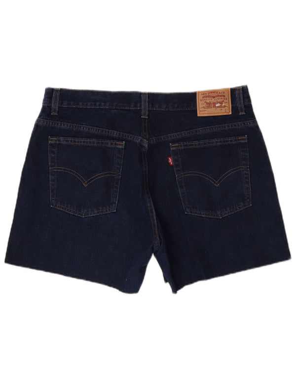 Pantaloncini di jeans Levi's da donna 577 vestibilità ampia US 14 XL W34 cotone blu navy