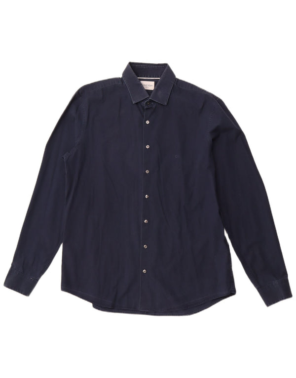 CALVIN KLEIN Camicia slim fit da uomo taglia 16 1/2 large cotone blu navy