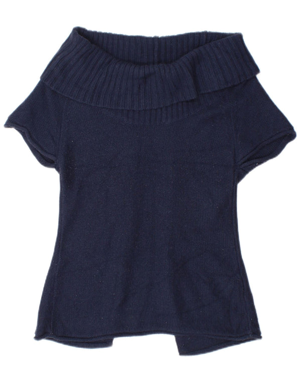 Maglione cardigan a maniche corte da donna Topshop UK 6 XS acrilico blu navy