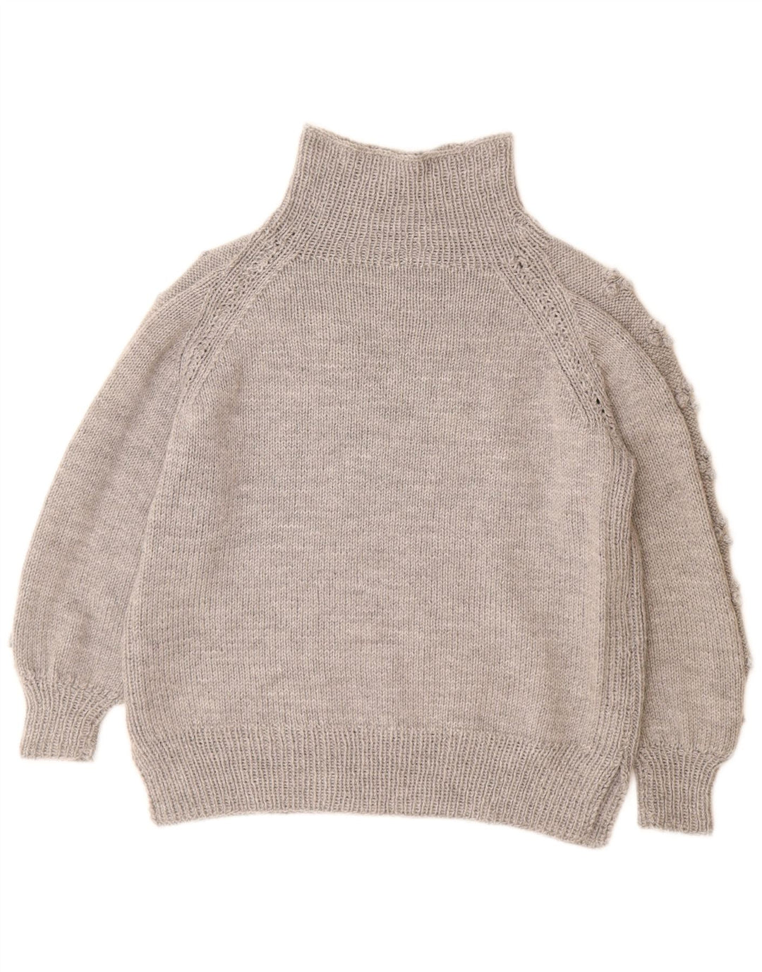 Maglione maglione collo alto da donna VINTAGE UK 14 grande grigio