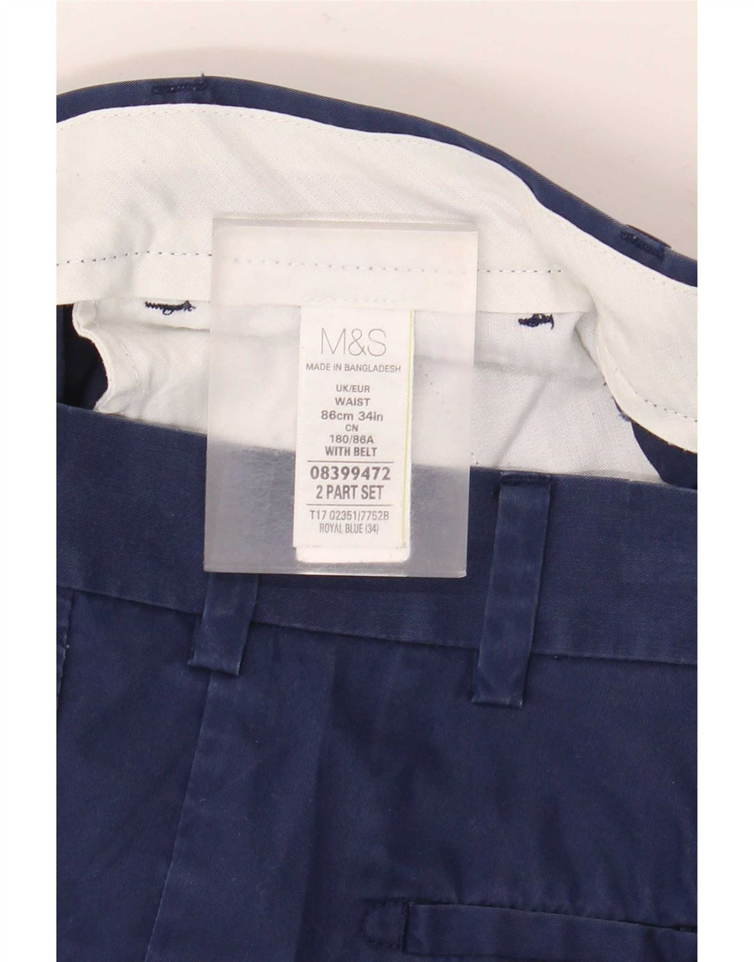 Pantaloncini chino da uomo Marks & Spencer W34 grandi in cotone blu