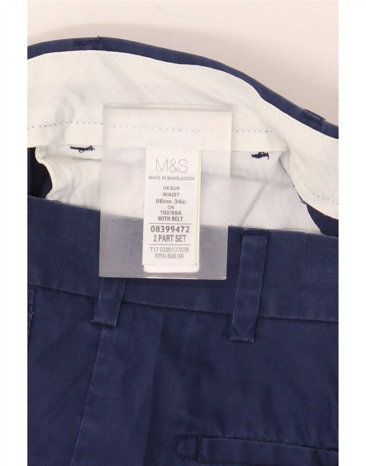 Pantaloncini chino da uomo Marks & Spencer W34 grandi in cotone blu