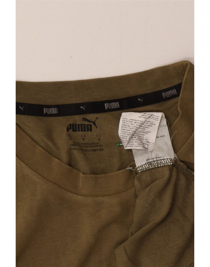T-shirt grafica da uomo Puma Top Small in cotone kaki
