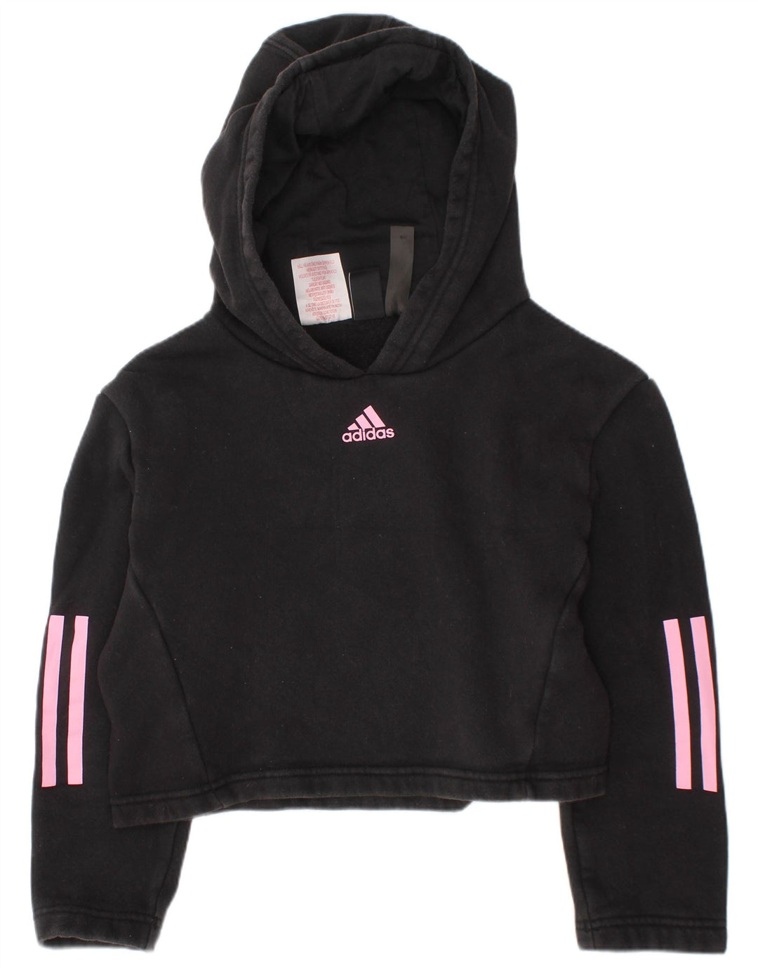 Maglione corto con cappuccio ADIDAS per ragazze 7-8 anni in cotone nero