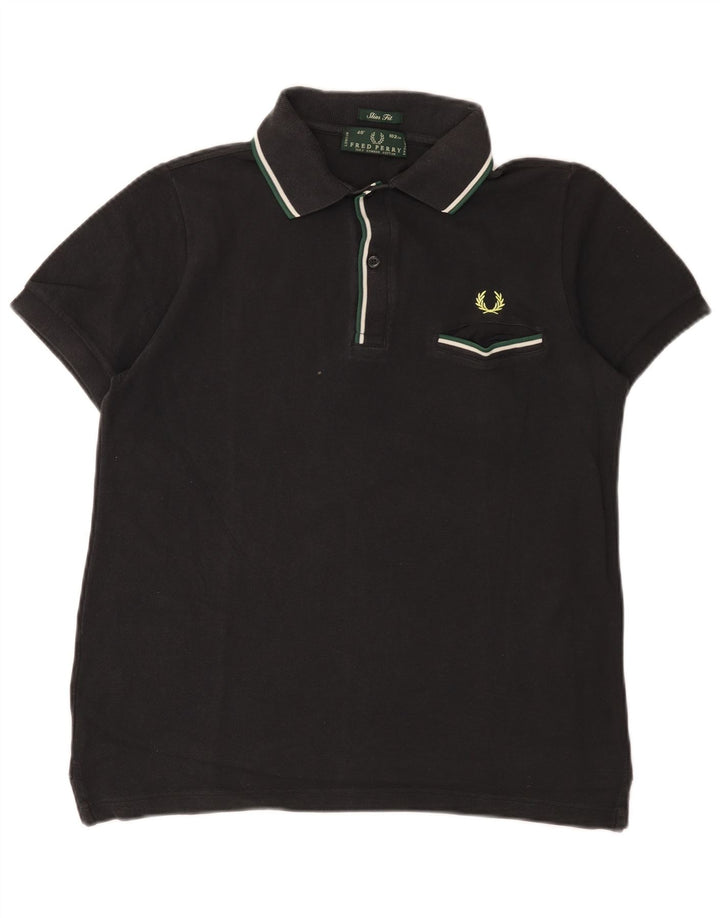 Polo Fred Perry da uomo slim fit in cotone nero medio