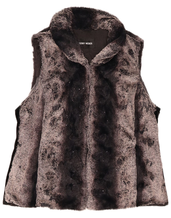 Gilet da donna in pelliccia sintetica Gerry Weber UK 16 grande grigio a righe
