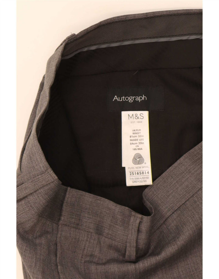 Pantaloni da abito slim autografi da uomo Marks & Spencer W32 L33 in lana grigia