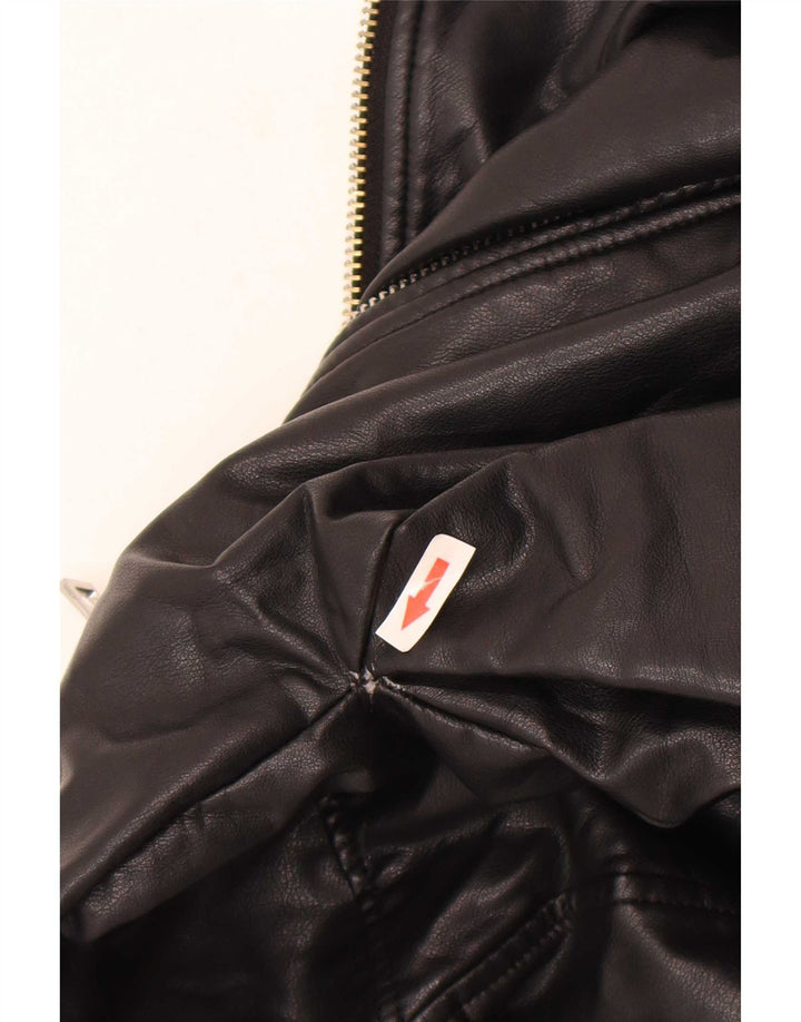 Giacca da motociclista oversize in ecopelle da donna Zara UK 10 piccola in poliestere nero