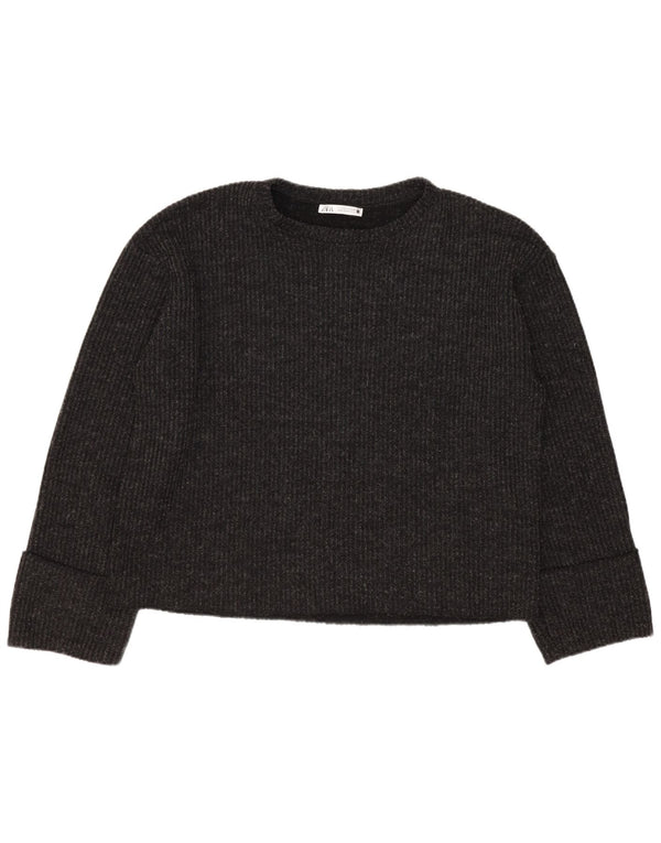 Maglione corto con scollo a barca oversize da donna Zara UK 10 piccolo nero