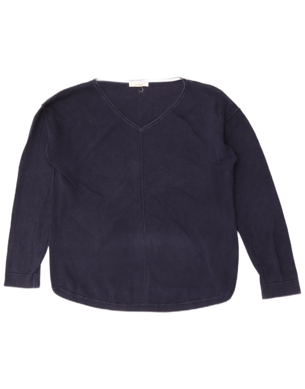 Maglione maglione con scollo a V da donna White Stuff UK 12 Cotone medio blu navy