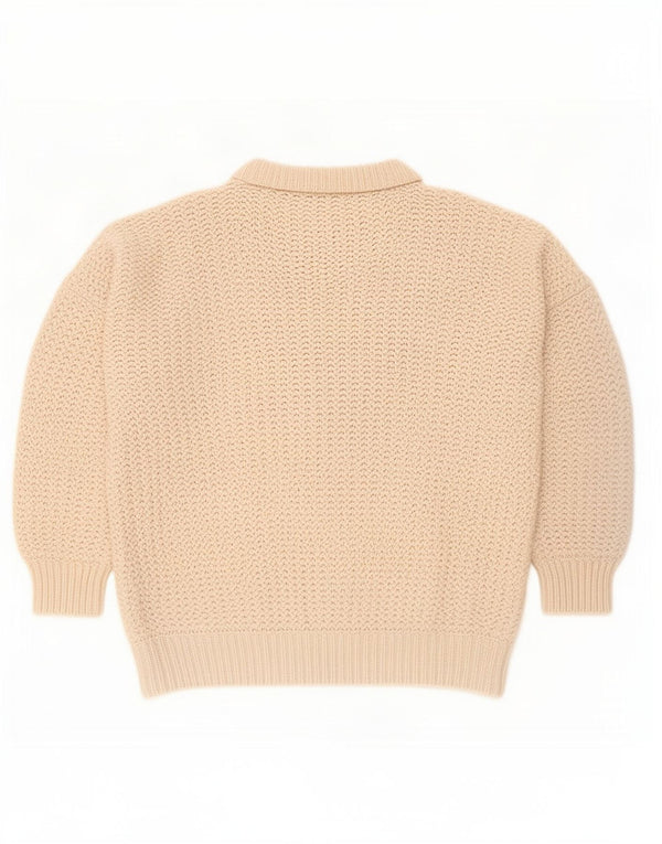 Zara Womens Oversized Boat Neck Jumper Sweater UK 14 Medium Beige