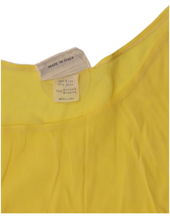 Camicetta senza maniche corta da donna vintage IT 42 Acetato giallo medio