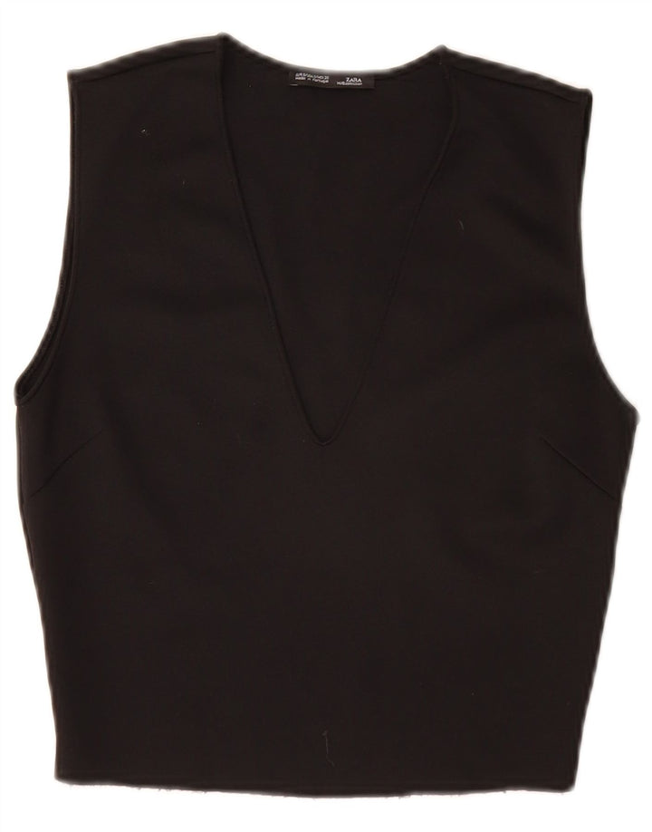 Camicetta corta senza maniche da donna Zara UK 8 piccola nera