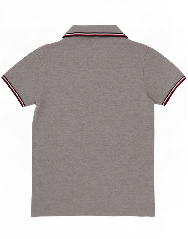 Polo da uomo slim fit Tommy Hilfiger in cotone chiazzato grigio medio