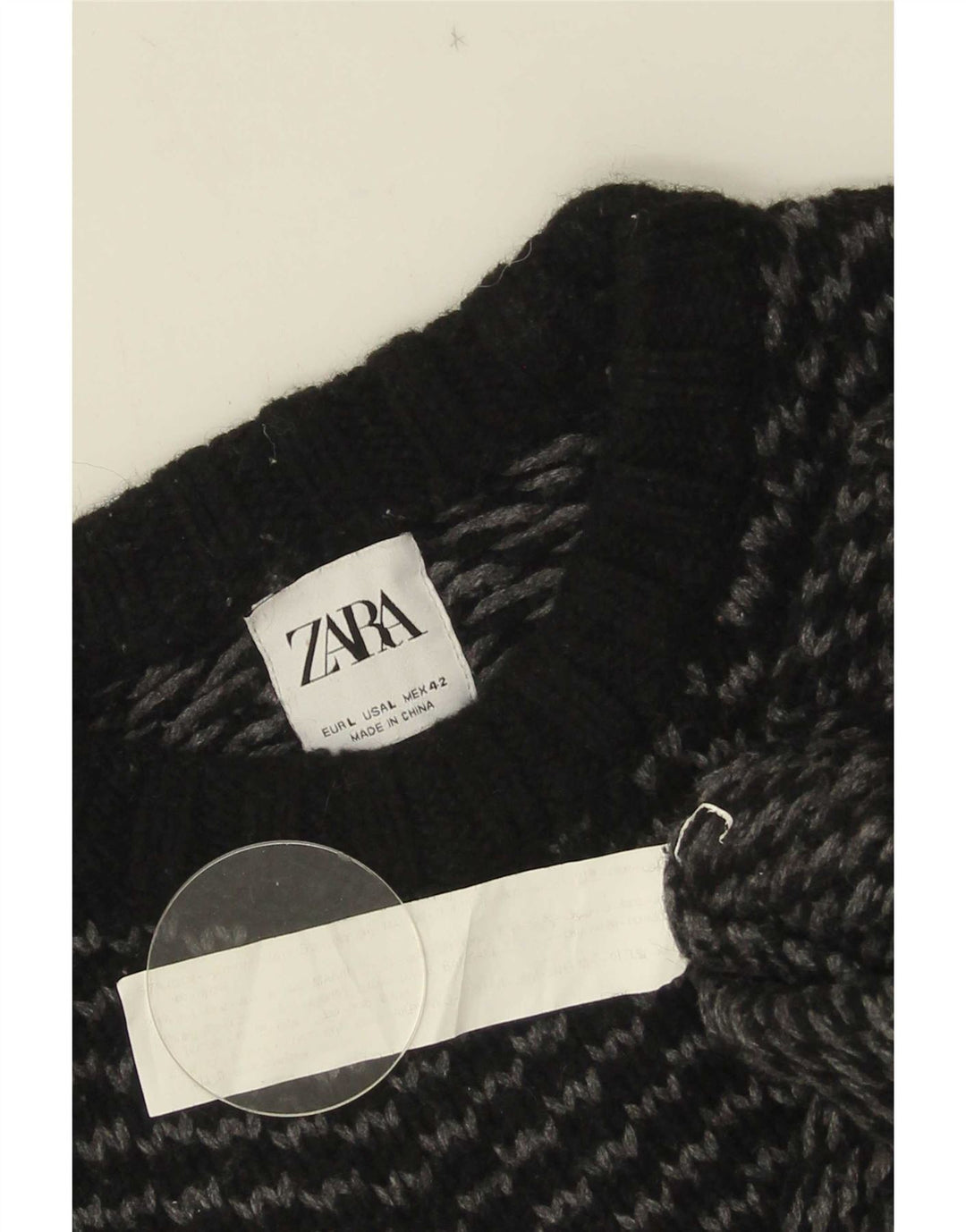Maglione maglione girocollo da uomo Zara grande nylon nero Chevron
