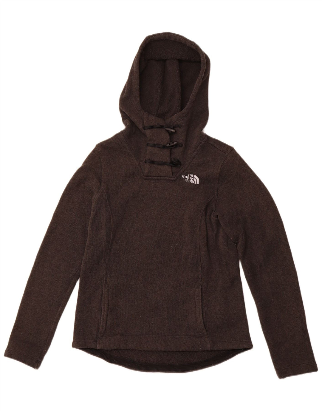 THE NORTH FACE Maglione da donna con cappuccio e collo abbottonato UK 10 piccolo poliestere grigio