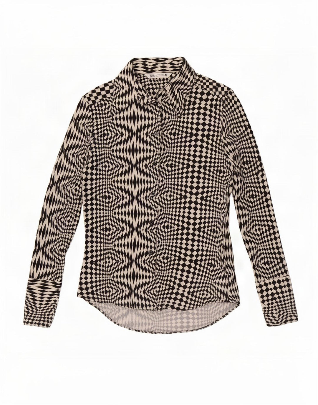 Camicetta da donna Zara UK 12 Poliestere geometrico nero medio