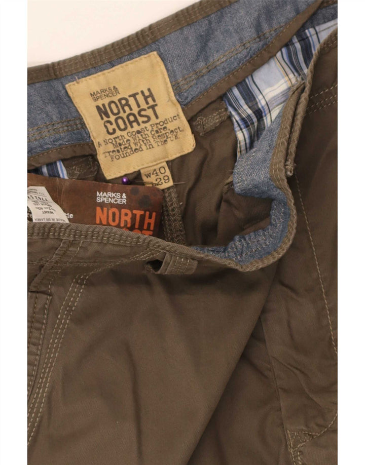 Pantaloni cargo dritti da uomo Marks & Spencer W40 L29 cotone marrone