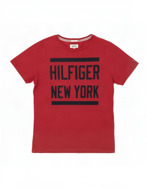 T-shirt grafica da uomo Tommy Hilfiger Top grande in cotone bordeaux
