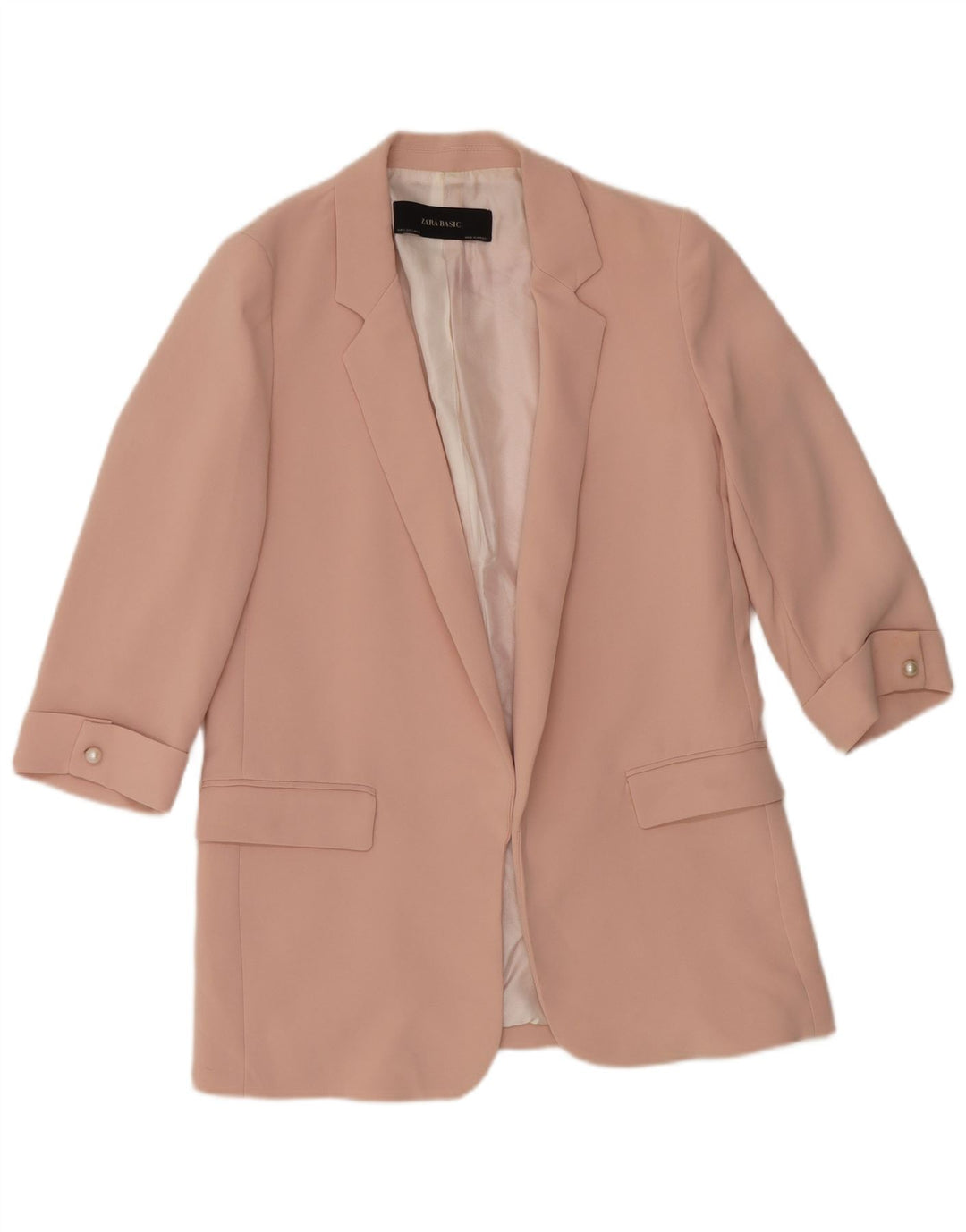 Giacca blazer aperta da donna con maniche a 3/4 Zara UK 10 piccola rosa