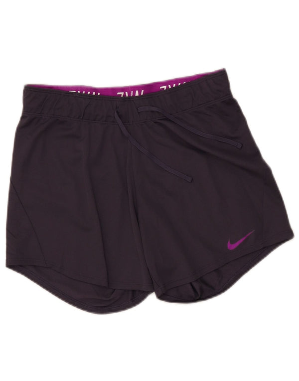 NIKE Womens Dri Fit Sport Shorts UK 6 XS  Purple Polyester