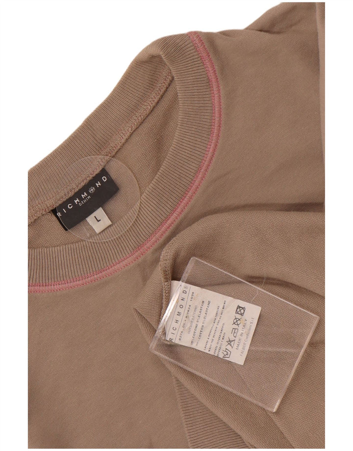 Felpa grafica da uomo Richmond Maglione grande in cotone marrone