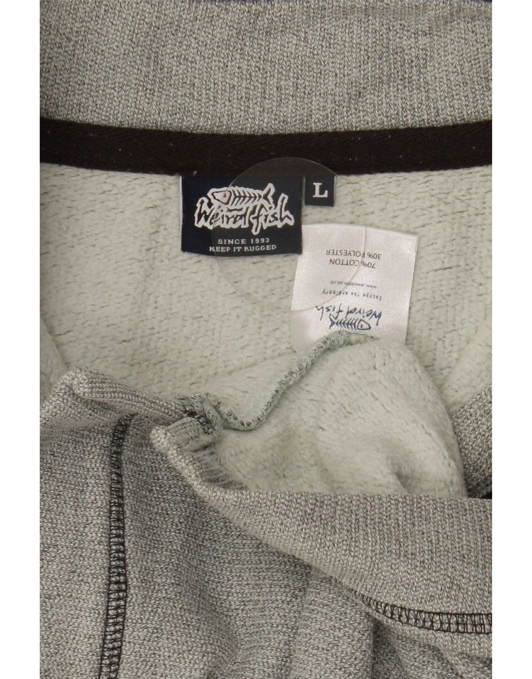 Felpa da uomo con collo con zip Weird Fish, maglione grande, cotone grigio