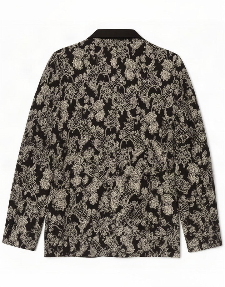 Giacca blazer vintage da uomo a 1 bottone UK 36 Small Black Paisley