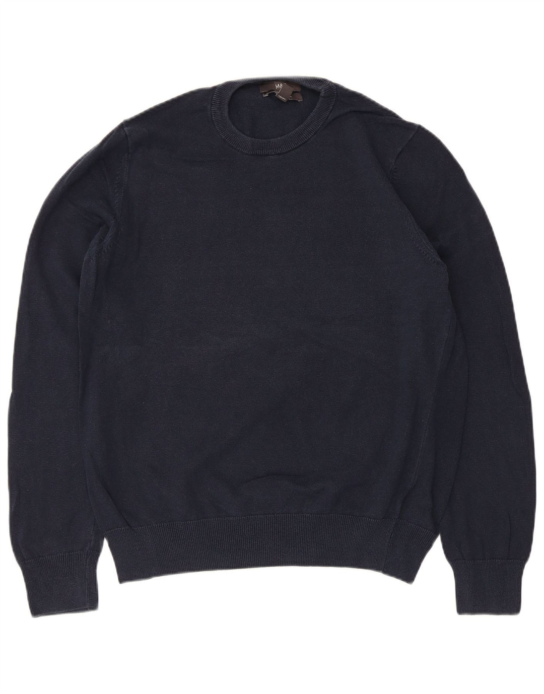 Maglione maglione girocollo da uomo Marks & Spencer grande cotone blu navy