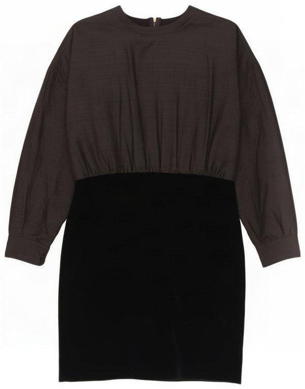 Ferre Abito tubino a maniche lunghe da donna IT 46 Large Nero Colourblock Silk