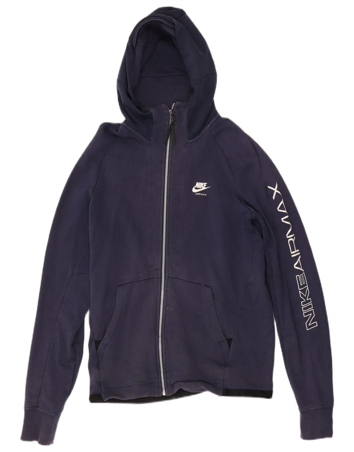 Felpa con cappuccio e zip grafica Nike da uomo blu navy medio