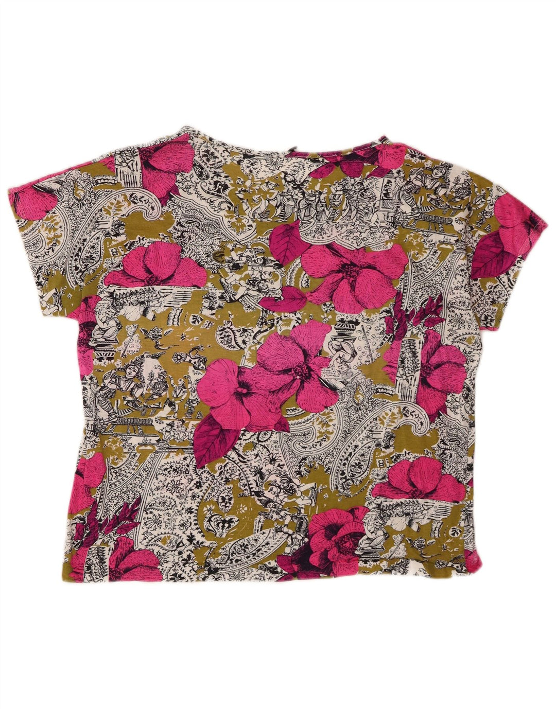 T-shirt vintage da donna Top UK 14 medio multicolore floreale
