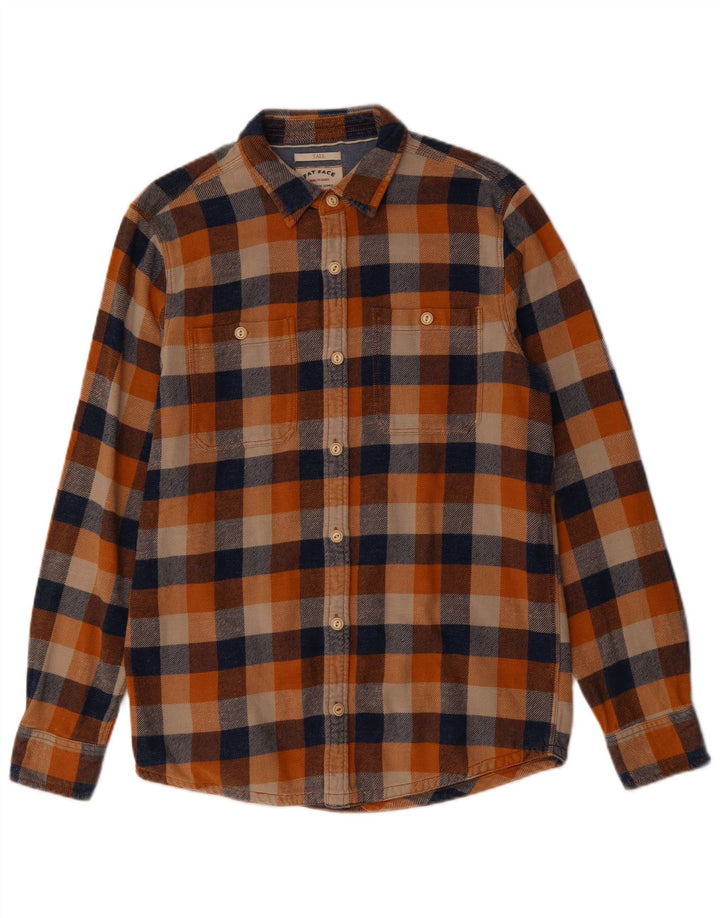 FAT FACE Camicia alta da uomo in flanella di cotone a quadri multicolore medio