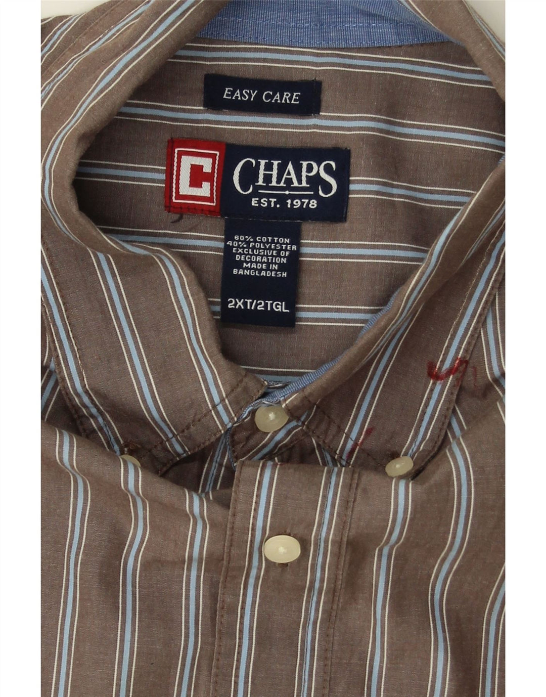 CHAPS Mens Shirt 2XL Grey Striped Cotton Vintage Chaps and Second-Hand Chaps from Messina Hembry 
