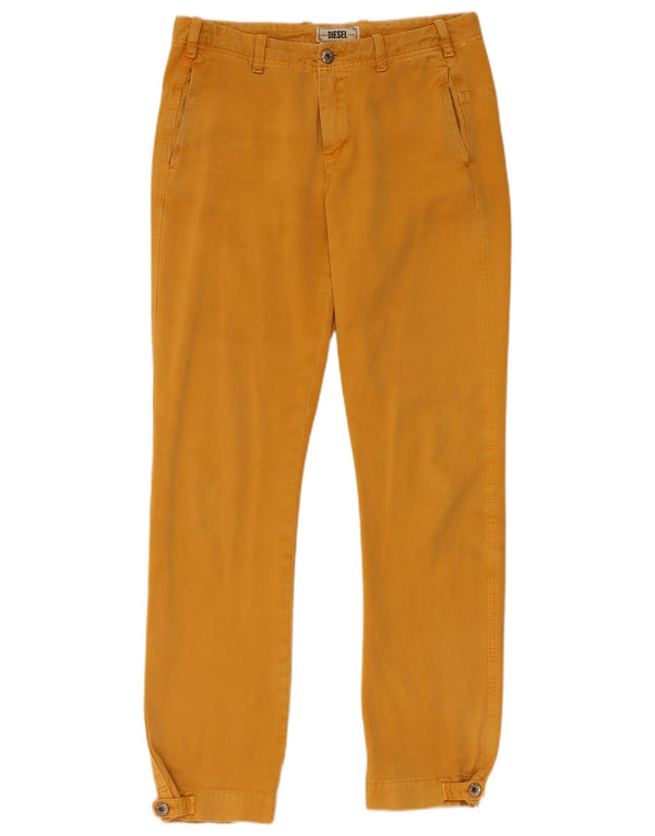 Pantaloni chino dritti da donna Diesel W27 L29 in cotone giallo