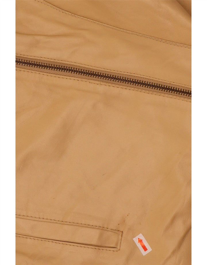 Giacca in pelle da motociclista da donna MOTIVI UK 8 piccola in pelle beige