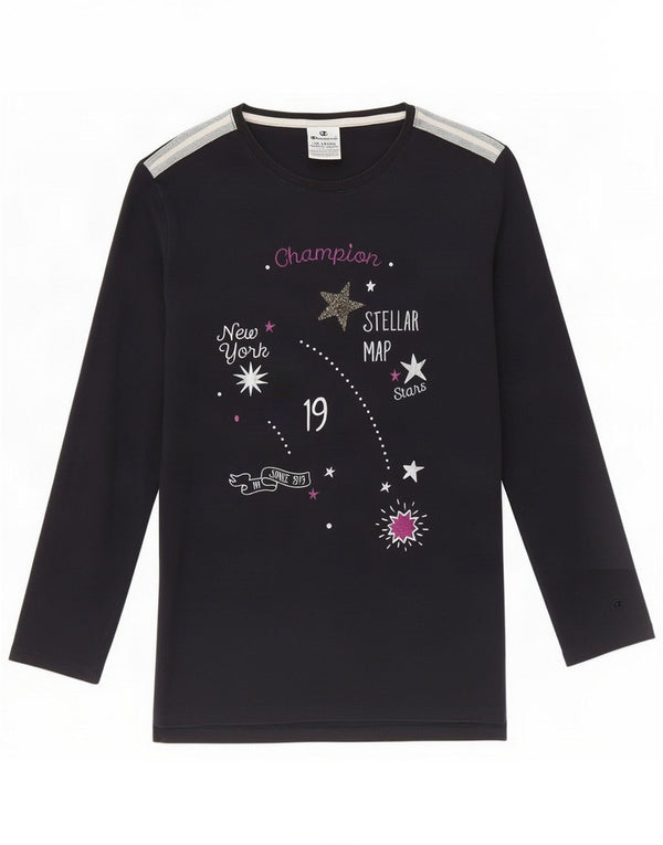 Champion Top grafico per ragazze manica lunga 15-16 anni 2XL Blu navy