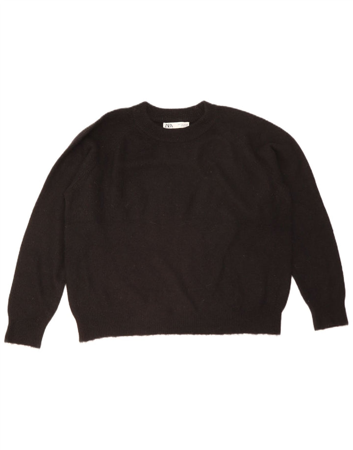 Maglione girocollo oversize da donna Zara UK 16 grande nero