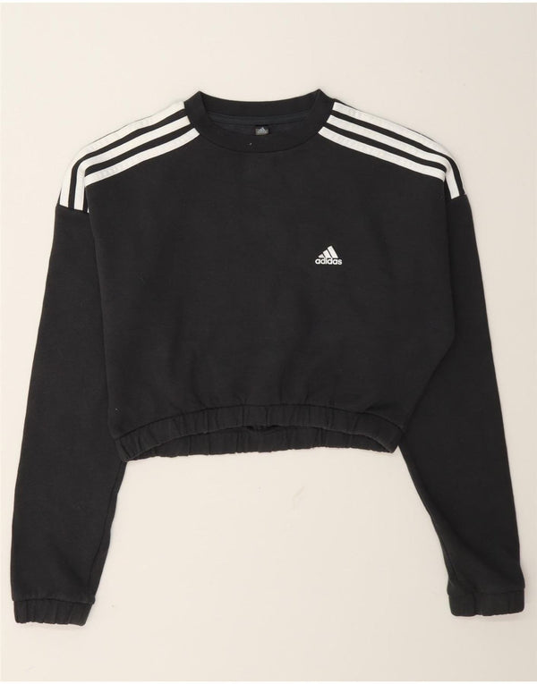 Felpa corta da donna Adidas UK 8/10 piccolo cotone grigio