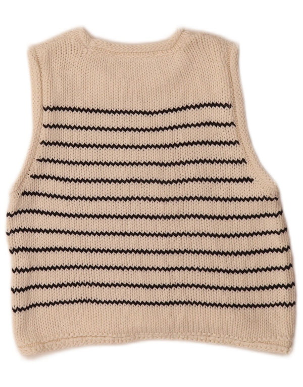Canotta corta da donna Zara UK 10 piccola in cotone a righe bianche