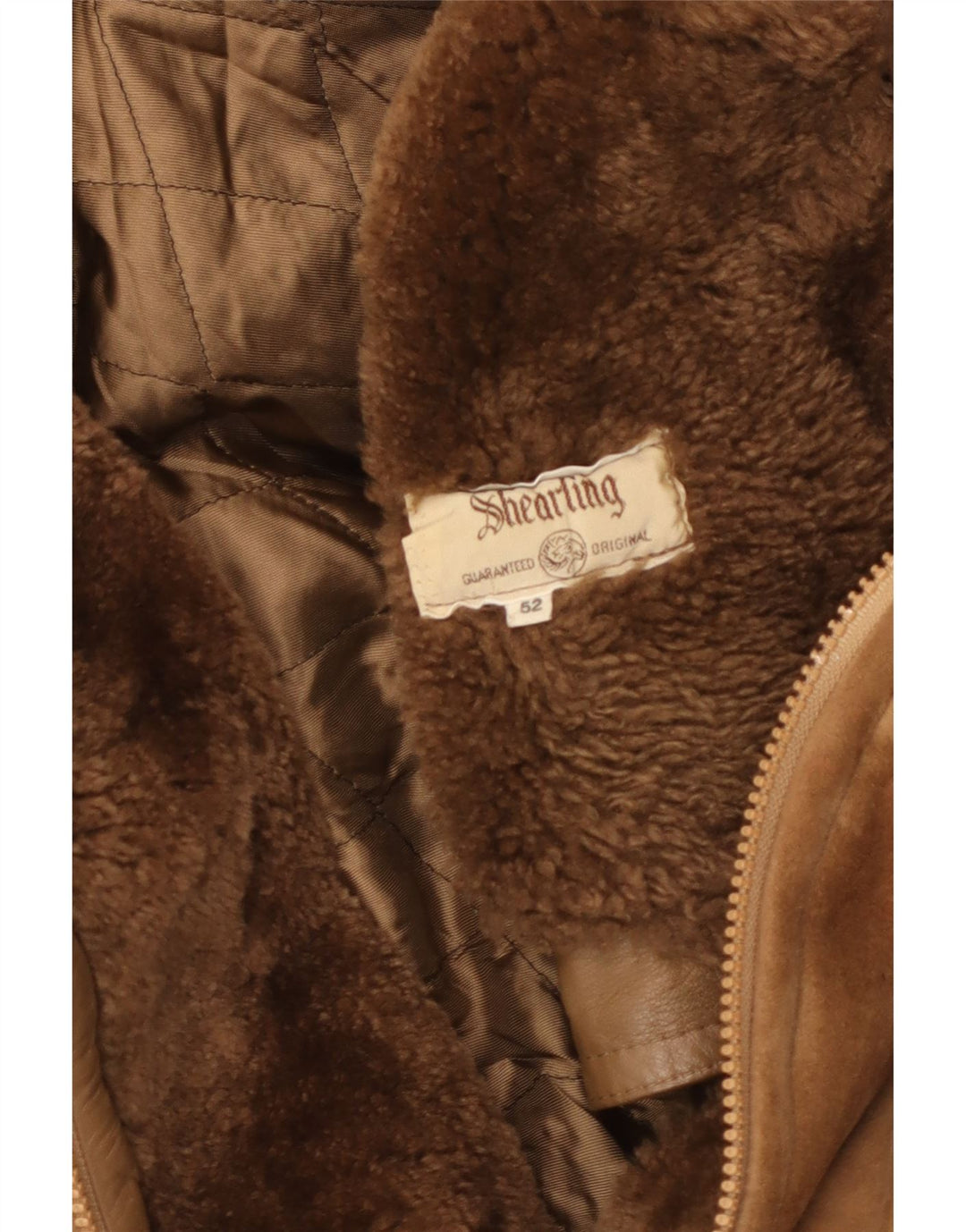 Giubbotto shearling vintage da uomo IT 52 XL in pelle marrone